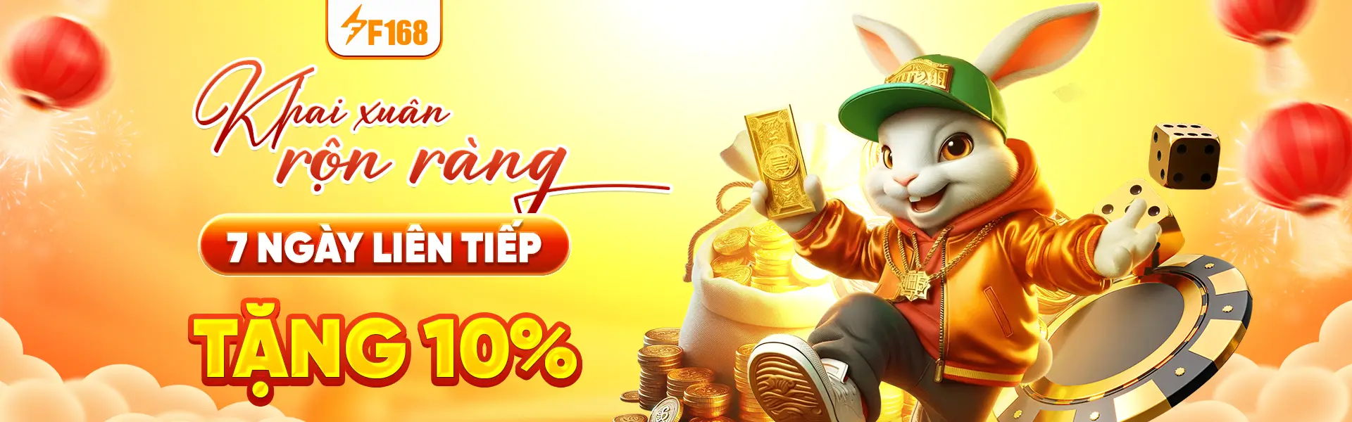 F168 khai xuân rộn rạng tặng 10% trong 7 ngày liên tiếp